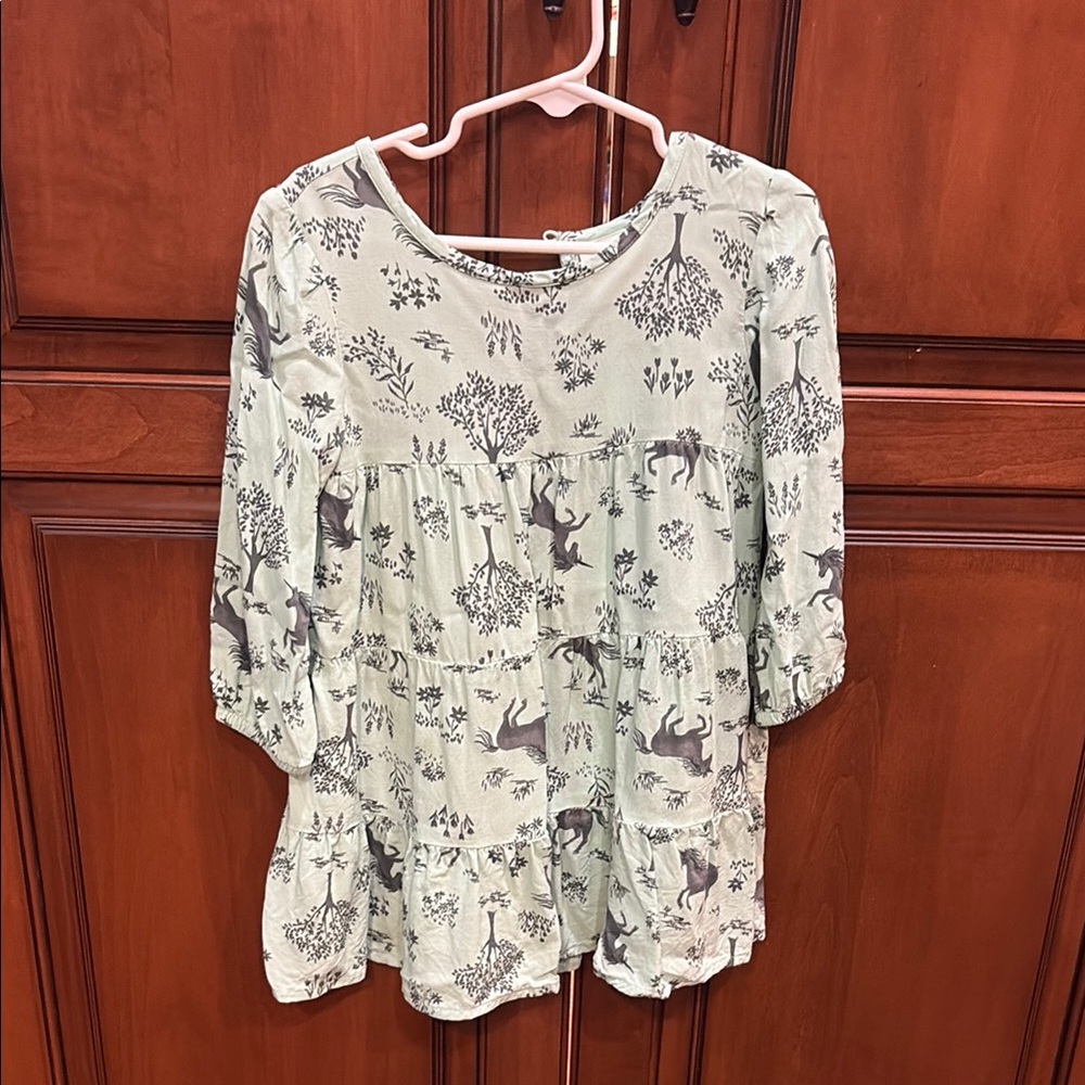 Jumping Beans Green and Gray Smocked Ruffled Dress